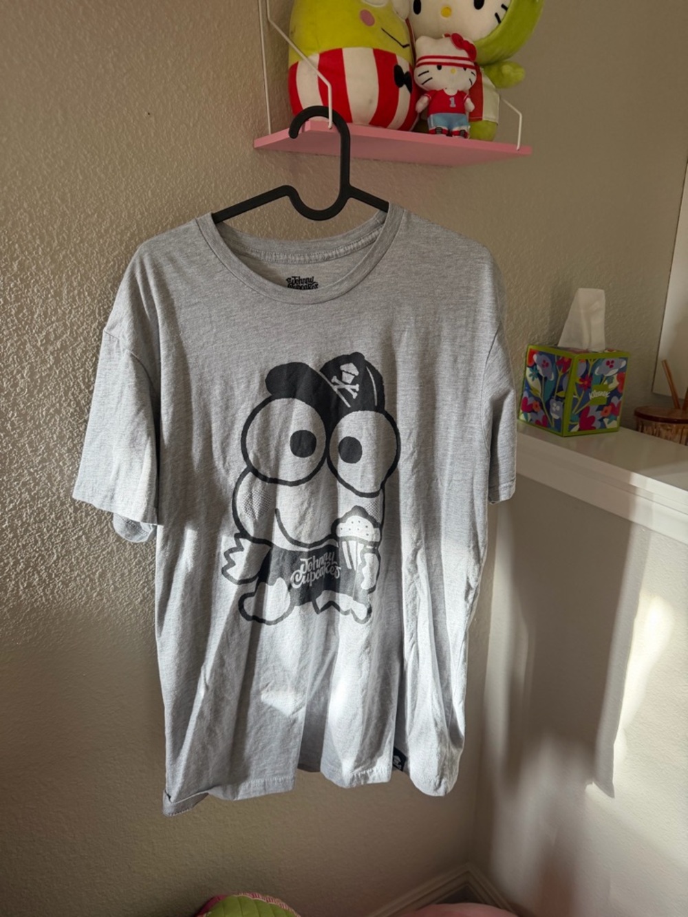 Size Large Johnny Cupcakes X Sanrio Keroppi Hello Kitty  Badtz Maru Gray Shirt